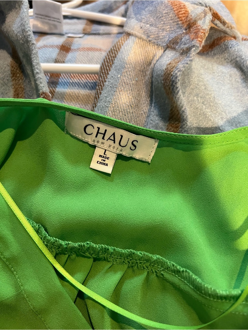 Women's V-Neck chaus Flutter Sleeve Top in Bright Green - Picture 3 of 3
